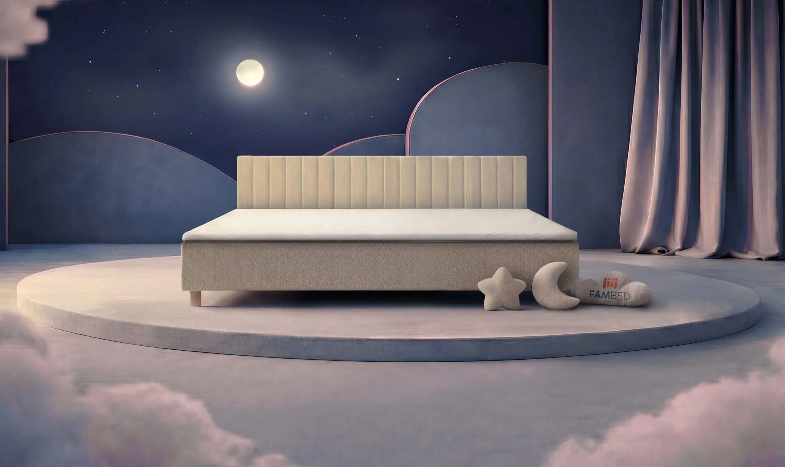 270 cm breites FAMBED® Familienbett, schräg von vorn gesehen