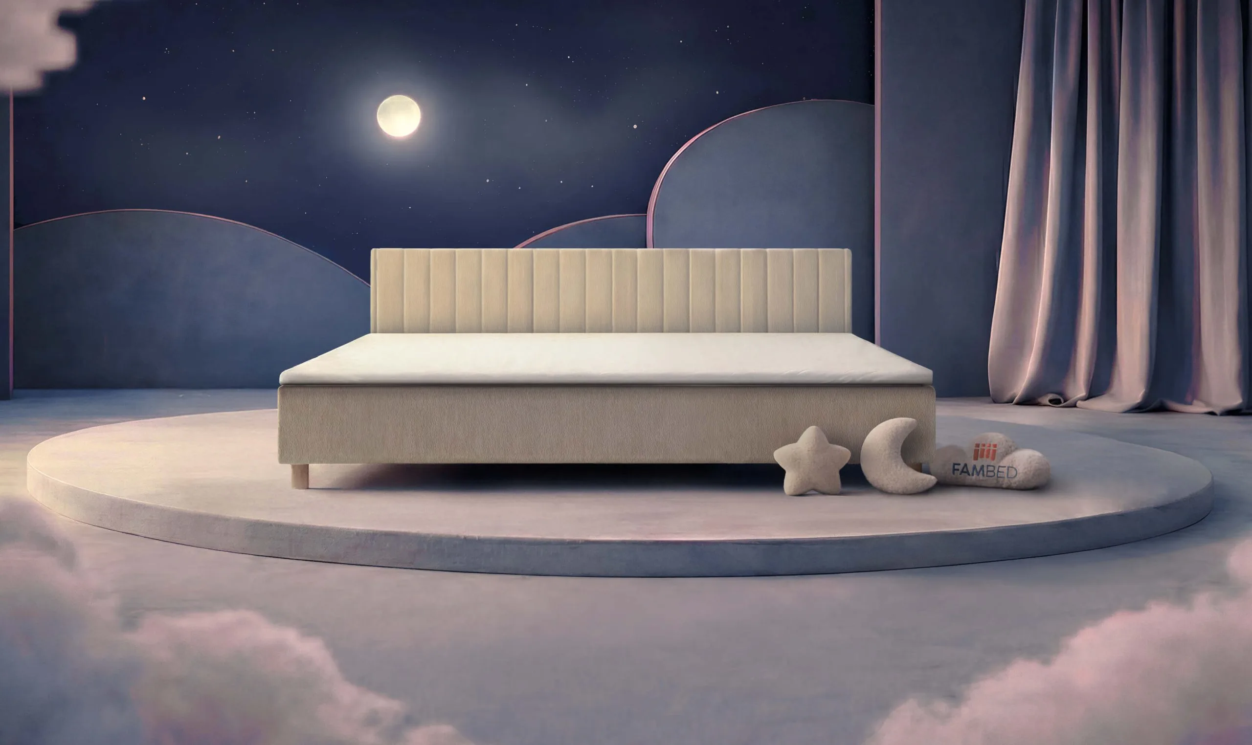 280 cm breites FAMBED® Familienbett, schräg von vorn gesehen
