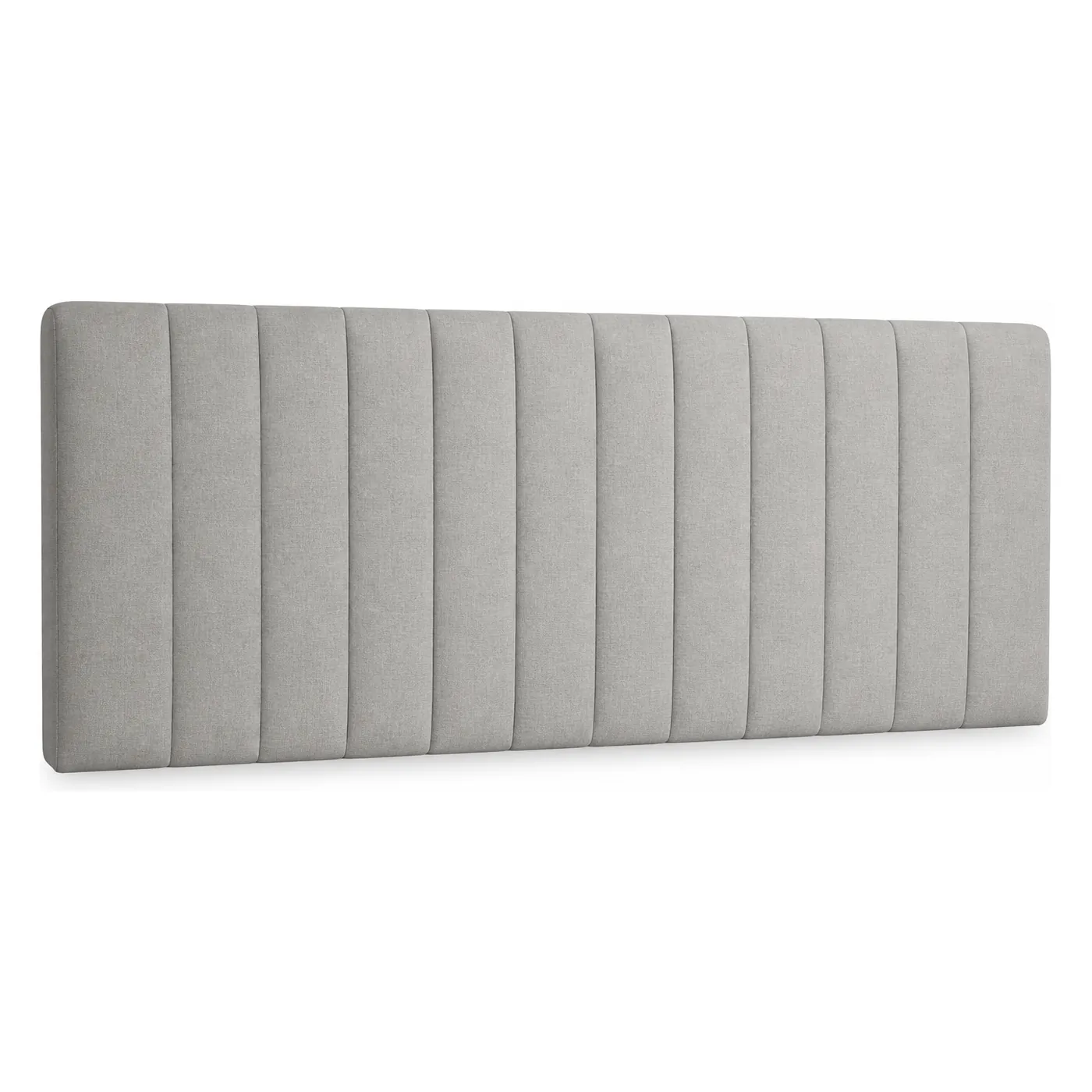 Hellgraues, vollgepolstertes FamBed-Kopfteil aus OEKO-TEX® STANDARD 100-zertifiziertem Möbelstoff.