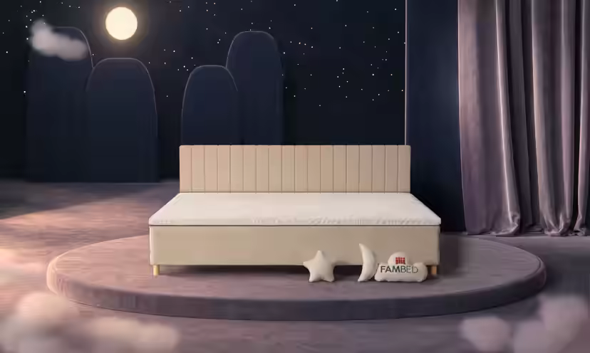 FAMBED Familienbett in beige, 270 × 200 cm, mit Kopfteil