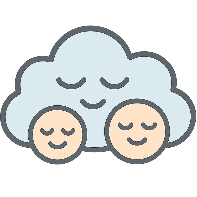 Eine Wolke mit zwei Köpfen, die eine gute Nachtruhe mit Co-Sleeping symbolisiert.