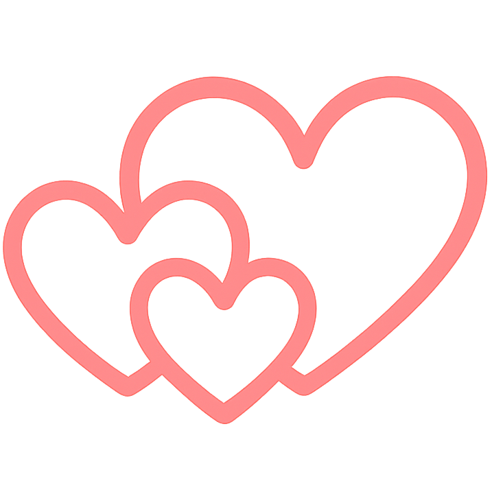 Ein Icon mit drei sich überlappenden Herzen, das Co-Sleeping symbolisiert.